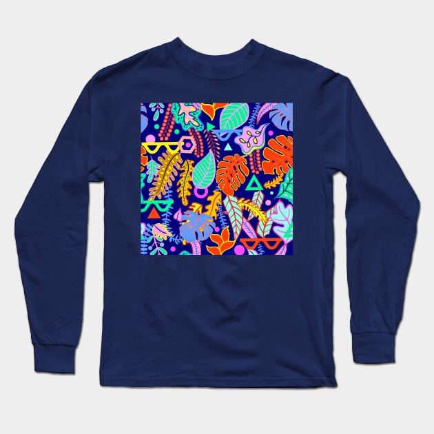 Tropical vibrant leaves Long Sleeve T-Shirt by TheSkullArmy